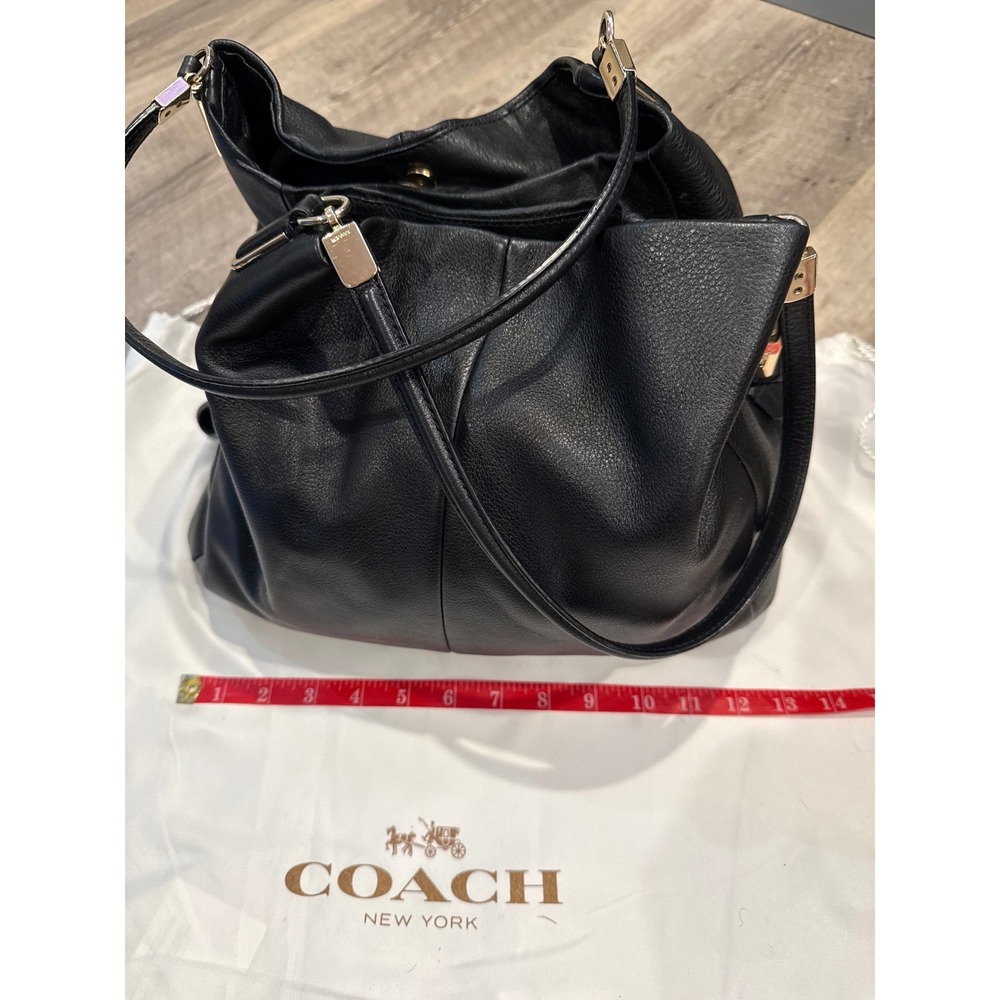 COACH Black Leather Satchel Shoulder Bag Designer Handbag Purse - Picture 3 of 17